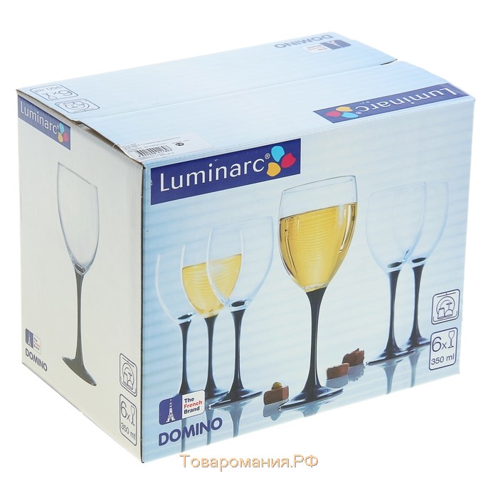 Набор стеклянных бокалов для вина «Домино», 350 мл, 6 шт