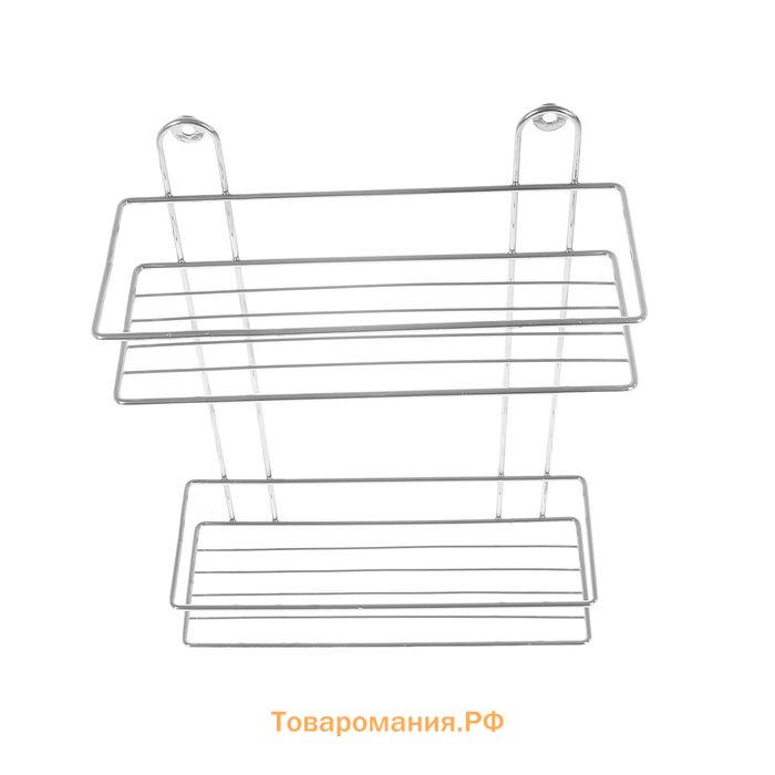 Полка прямоугольная 2-х ярусная, 26,5×10,5×35 см, цвет хром