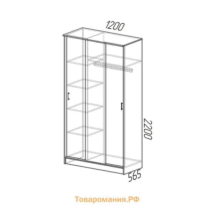 Шкаф-купе «Эко», 1200×565×2200 мм, ясень шимо светлый/темный