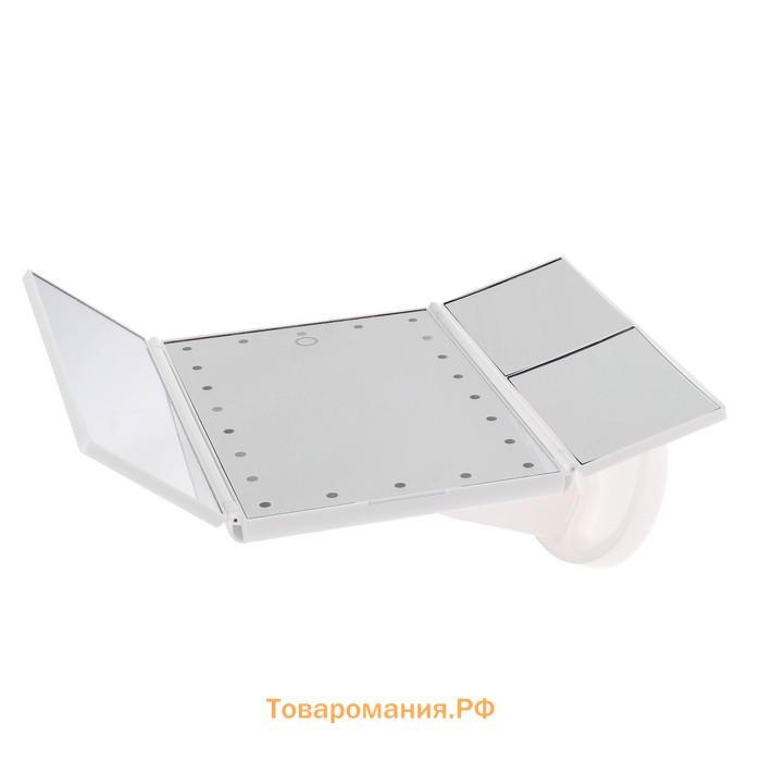 Зеркало KZ-07, подсветка, 30×18×7 см, 22 диода, 4хААА, (не в комплекте), белое