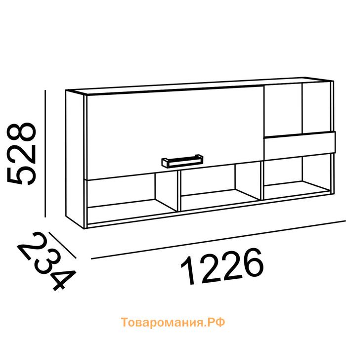 Полка 1 Walker, 234х1226х528, Ясень шимо светлый/Белый