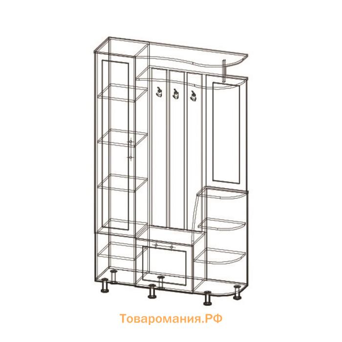 Прихожая Ксения-2 левая, 2050х1200х350, Венге/Дуб молочный