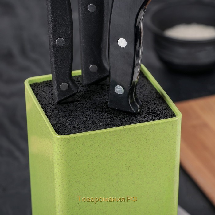 Подставка для ножей с наполнителем «Нежность», 10×22 см, цвет зелёный