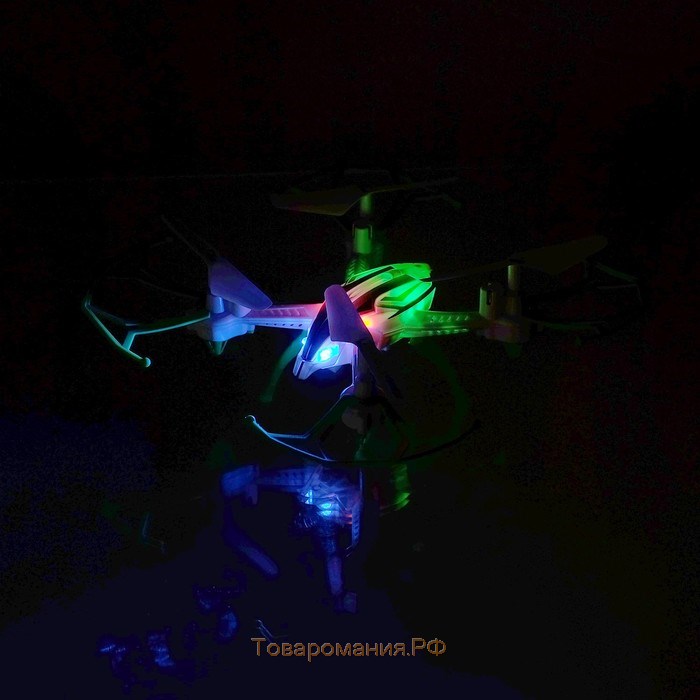 Квадрокоптер радиоуправляемый SKYDRONE, работает от аккумулятора, цвет синий