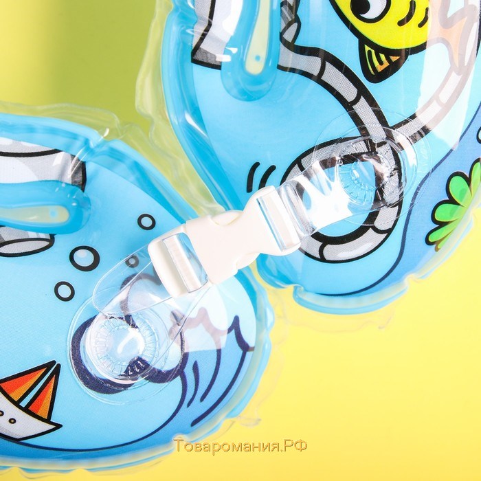 Круг для плавания новорожденных на шею «Подводник», надувной, с ручками, цвет голубой, Крошка Я