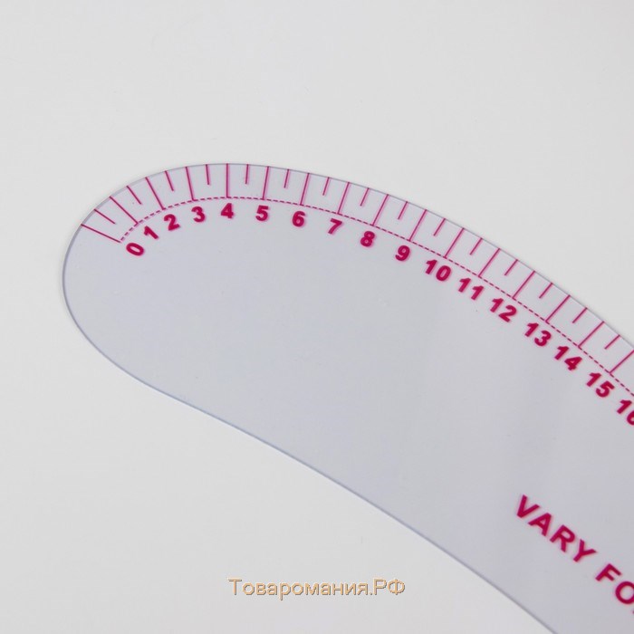 Лекало портновское метрическое «Бочок», 46 × 7см, толщина 0,5 мм, цвет прозрачный