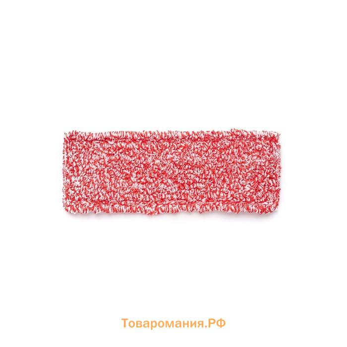 Насадка для швабры WET, плоская микрофибра, цвет красный/белый, 40 см