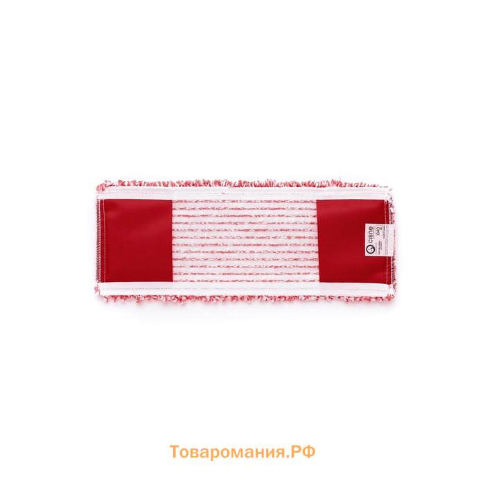 Насадка для швабры, плоская микрофибра, цвет красный/белый, 40 см, комплект с держателем