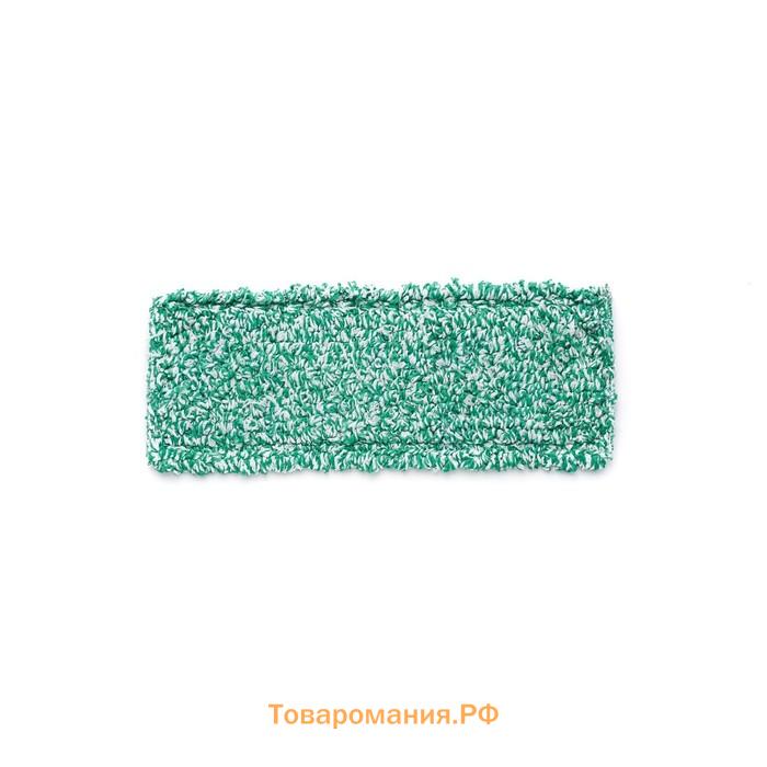 Насадка для швабры, плоская микрофибра, цвет зелёный/белый, 40 см, комплект с держателем