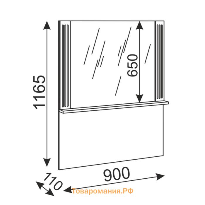 Зеркало№37 для стола 100х900х1165 Тиффани Белый текстурный