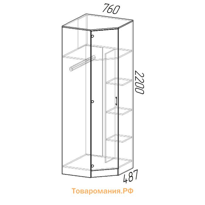 Шкаф угловой «ЭКО», 760/760×2200×481 мм, ясень шимо темный/ясень шимо светлый