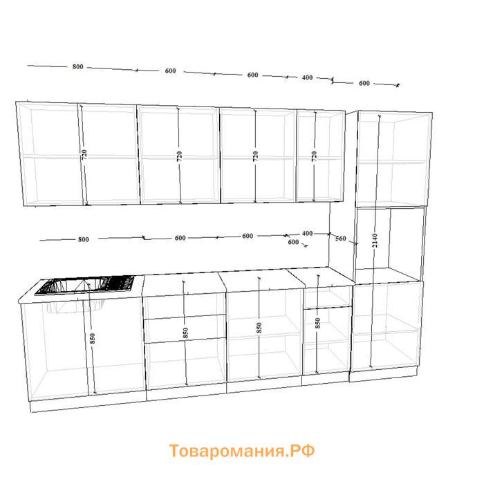 Кухонный гарнитур 18 ЛОФТ Серый/Рустик натур/Бетон темный/Дуб бунратти 3000х600