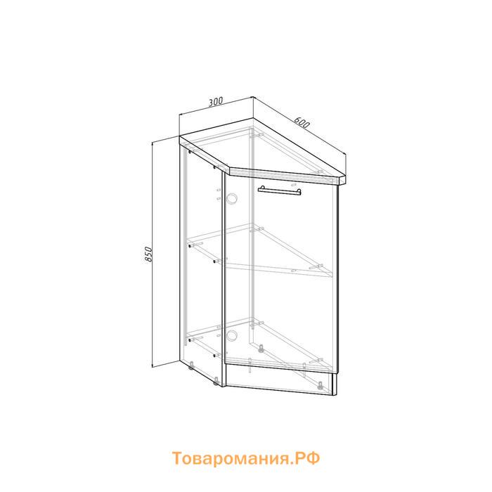 Шкаф напольный Лариса 300х600х850 завершающий левый закрытый белый/латте/кантри