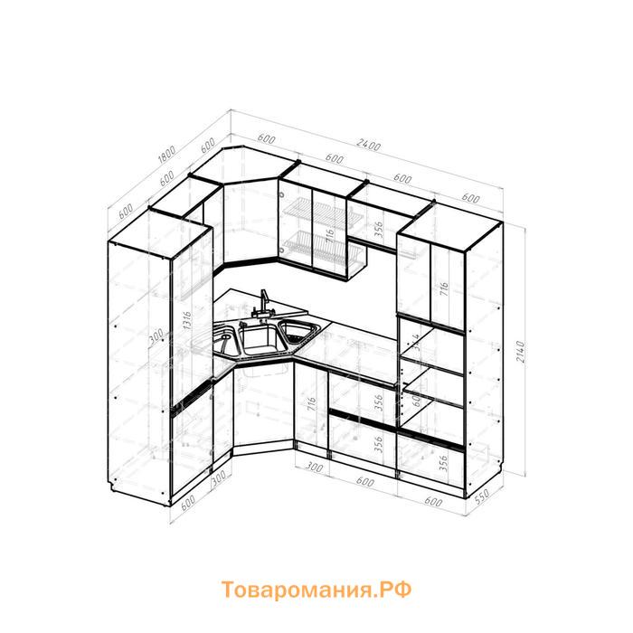 Кухонный угловой гарнитур Адажио оптима 2400х1800 Дуб золотой,бетон темный/Венге