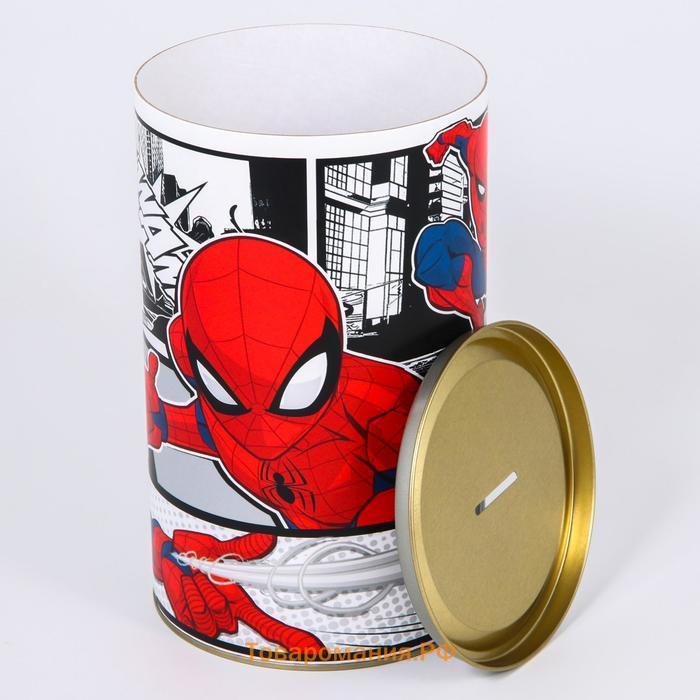 Копилка металлическая, 6,5 см х 6,5 см х 12 см, XXL "Супер герой", Человек-паук