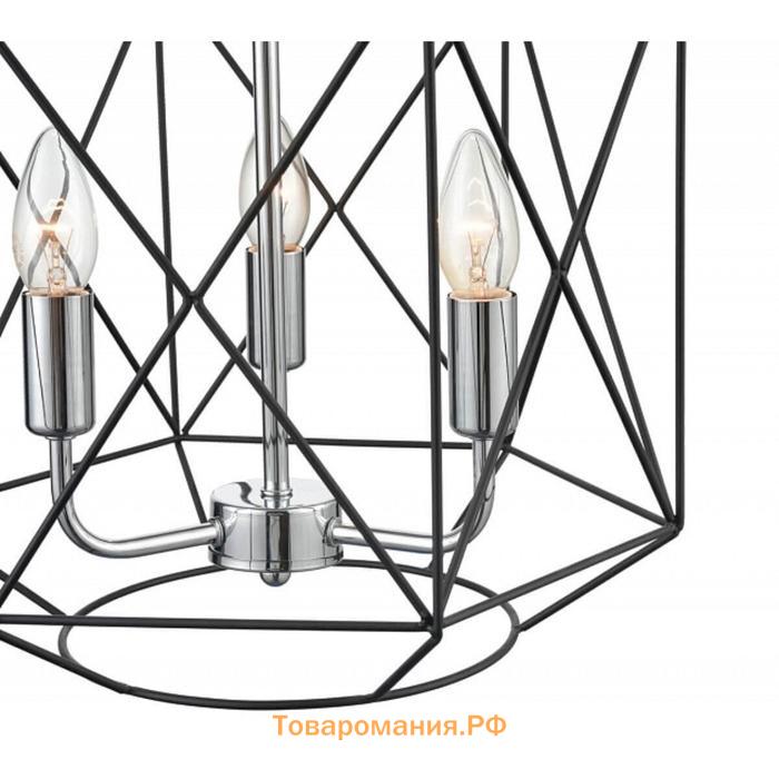 Светильник Evans, 3x40Вт E14, цвет чёрный, хром