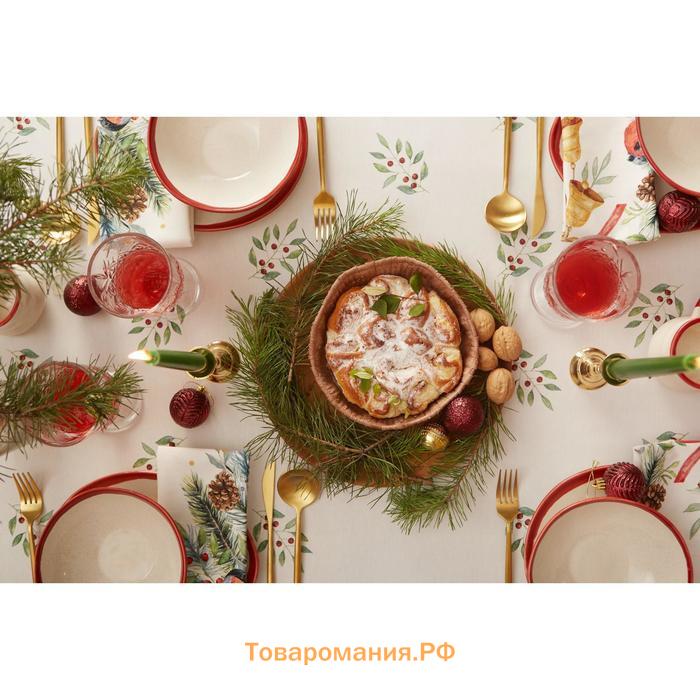 Новый год. Скатерть  "Сhristmas bells" 150х180 +/-2см с ГМВО, 100% хлопок, саржа 190гр/м2