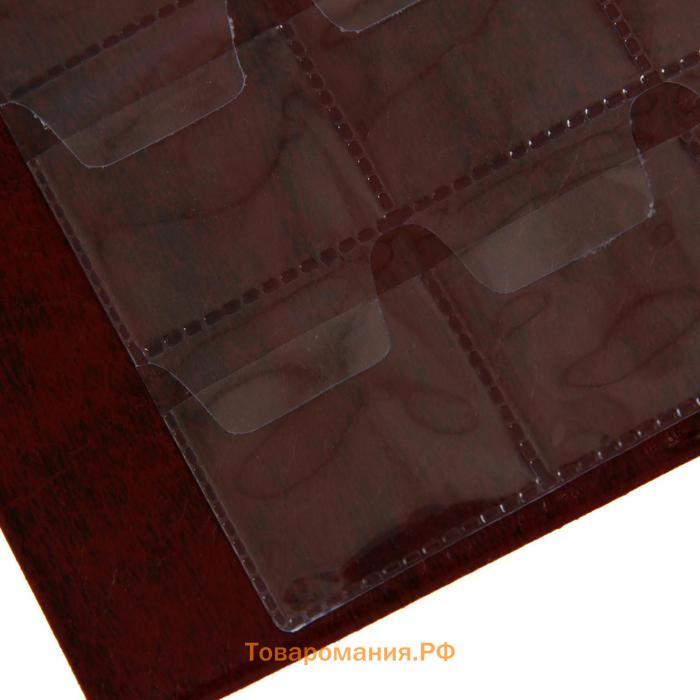 Альбом для монет 125 х 185 мм Calligrata, на 240 монет, ячейка 26 х 29 мм, 10 листов, обложка искусственная кожа, коричневый