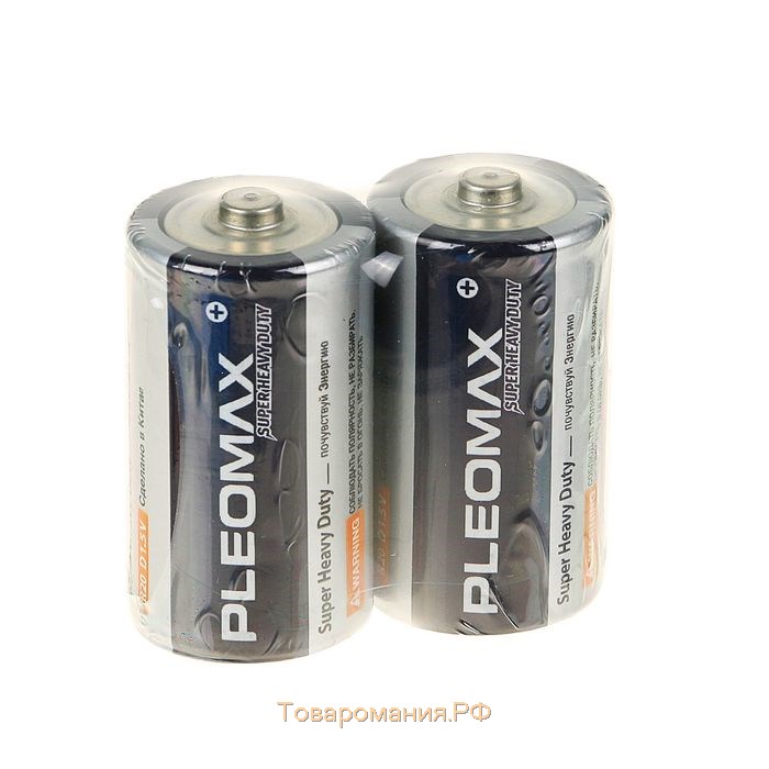 Батарейка солевая Pleomax Super Heavy Duty, D, R20-2S, 1.5В, спайка, 2 шт.