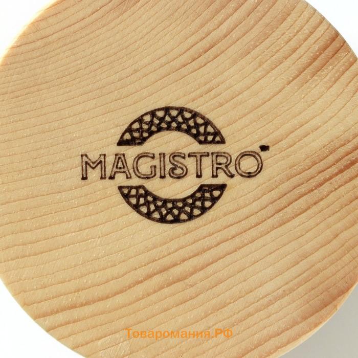 Банка для сыпучих продуктов и жидкостей Magistro, 100 мл, герметичная, с крышкой, стекло, цельный кедр