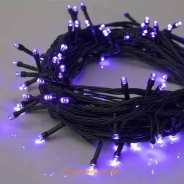 Гирлянда «Нить» 10 м, IP20, тёмная нить, 100 LED, 8 режимов, 220 В, свечение фиолетовое