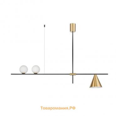 Светильник Corda, 2+1x28+60Вт G9+E27, цвет чёрный, латунь