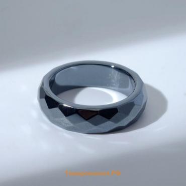 Кольцо "Ночь" под гематит, гранёное, цвет чёрный, размер 16