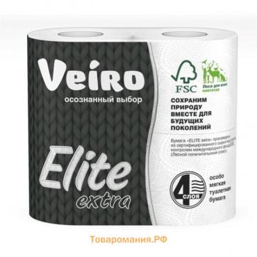 Туалетная бумага Veiro, Elite Extra, белая, 4 слоя, 4 рулона