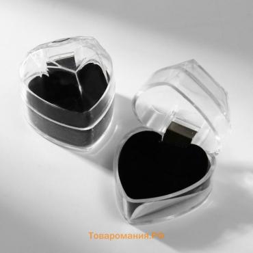 Футляр пластиковый под кольцо «Сердце», 4×4, вставка чёрная