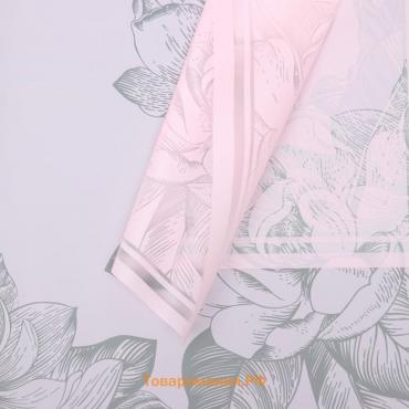 Пленка для цветов, "Цветы с каймой", розовый, 57х57 см